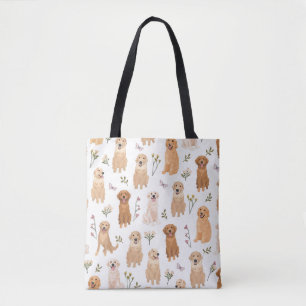 Golden Retriever Blumiges Muster Süßer Hund & Wi Tasche
