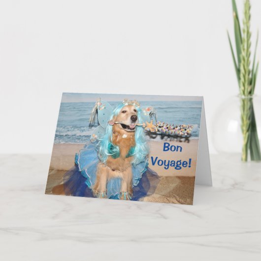Golden Retriever Bon Voyage Beach Fairy Karte (Vorderseite)