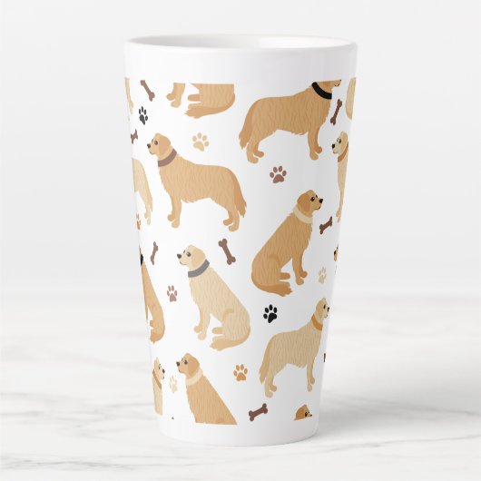 Golden Retriever Bones and Paws Latte Mug Milchtasse (Vorderseite)