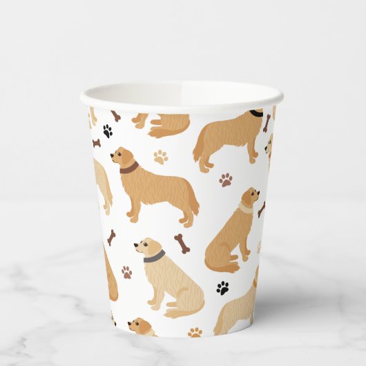 Golden Retriever Bones and Paws Paper Cups Pappbecher (Links)