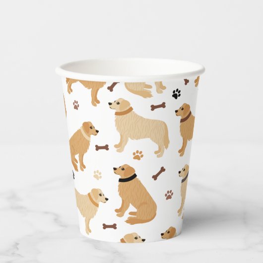 Golden Retriever Bones and Paws Paper Cups Pappbecher (Vorderseite)