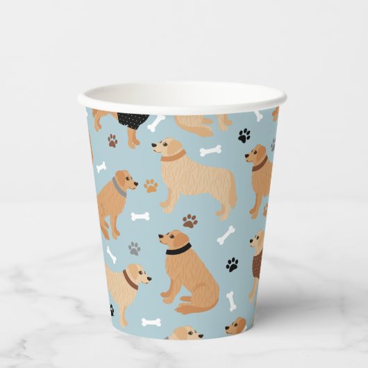 Golden Retriever Bones and Paws Pappbecher (Vorderseite)