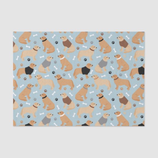Golden Retriever Bones and Paws Seidenpapier (Vorderseite)