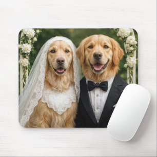 Golden Retriever Braut und Bräutigam Mousepad