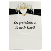 Golden Retriever Bride and Groom Portrait Mittlere Geschenktüte (Rückseite)