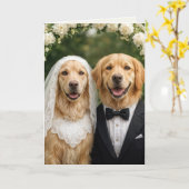 Golden Retriever Brie and Groom Herzlichen Glückwu Karte (Gelbe Blume)