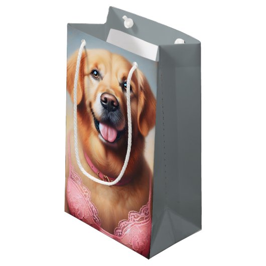 Golden Retriever Brustkrebs Survivor Kleine Geschenktüte (Vorderseite Schrägansicht)