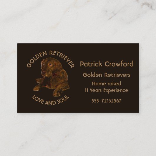 Golden retriever-Brüter und Training Visitenkarte (Vorderseite)