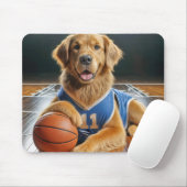 Golden Retriever Bsketball Player Mousepad (Mit Mouse)
