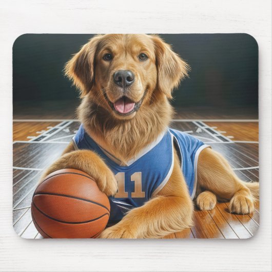 Golden Retriever Bsketball Player Mousepad (Vorne)
