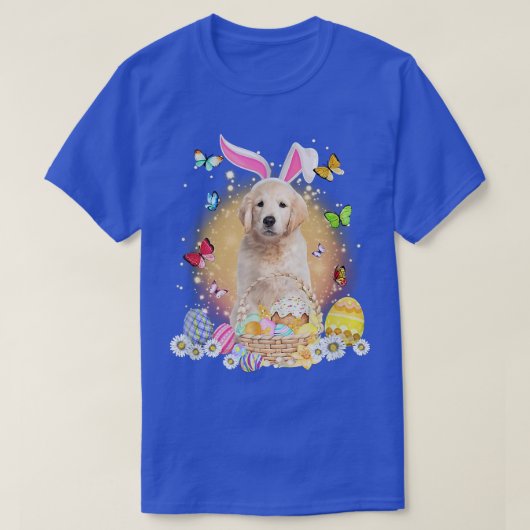 Golden Retriever Bunny Dog mit Ostereier Körbchen T-Shirt (Design vorne)