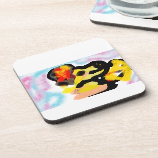 Golden Retriever bunt Getränkeuntersetzer (Linke Seite)