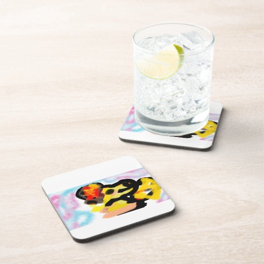 Golden Retriever bunt Getränkeuntersetzer (Rechte Seite)