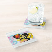 Golden Retriever bunt Glasuntersetzer (Schrägansicht)