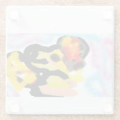 Golden Retriever bunt Glasuntersetzer (Rückseite)