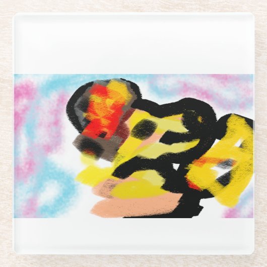 Golden Retriever bunt Glasuntersetzer (Vorderseite)