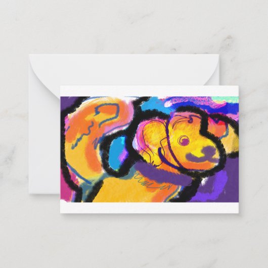 Golden Retriever bunt Mitteilungskarte (Vorderseite)