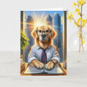 Golden Retriever Businessman für den Boss's Day Karte (Gelbe Blume)