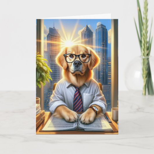 Golden Retriever Businessman für den Vatertag Karte (Vorderseite)