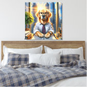 Golden Retriever BusinessMan im Büro Leinwanddruck (Insitu (Schlafzimmer))