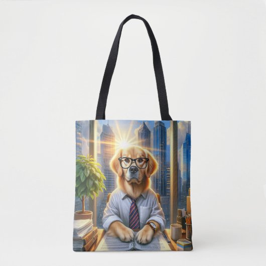 Golden Retriever BusinessMan im Büro Tasche (Vorderseite)