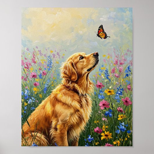 Golden Retriever & Butterfly | Expressive Art Poster (Vorne)