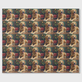 Golden Retriever by the Toy Train Christmas Geschenkpapier (Flach)