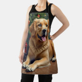 Golden Retriever by the Toy Train Christmas Schürze (InSitu)