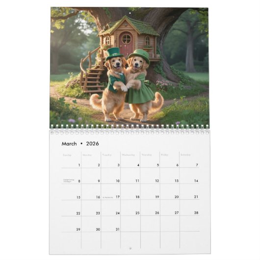 Golden Retriever Calendar Kalender (Mär 2026)
