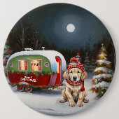 Golden Retriever Caravan Weihnachtsabenteuer Button (Vorderseite)