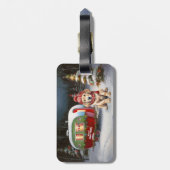 Golden Retriever Caravan Weihnachtsabenteuer Gepäckanhänger (Rückseite vertikal)