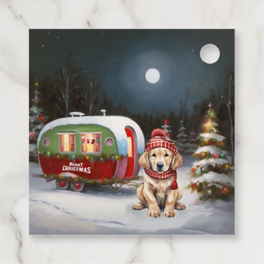 Golden Retriever Caravan Weihnachtsabenteuer Geschenkanhänger (Rückseite)