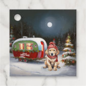 Golden Retriever Caravan Weihnachtsabenteuer Geschenkanhänger (Vorderseite)