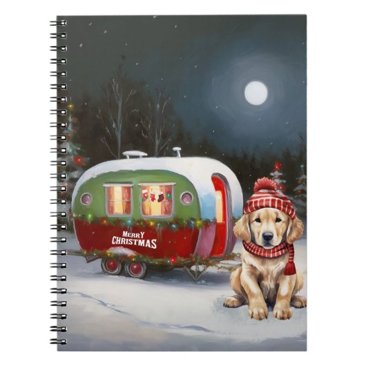 Golden Retriever Caravan Weihnachtsabenteuer Notizblock (Vorderseite)
