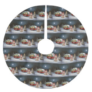 Golden Retriever Caravan Weihnachtsabenteuer Polyester Weihnachtsbaumdecke