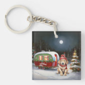 Golden Retriever Caravan Weihnachtsabenteuer Schlüsselanhänger (Vorderseite)
