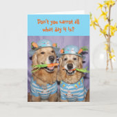 Golden Retriever Carrot Oaster Karte (Gelbe Blume)