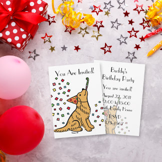 Golden Retriever Cartoon Einladungen zum Geburtsta