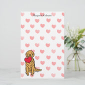 Golden Retriever Cartoon Herz Briefpapier (Stehend Vorderseite)
