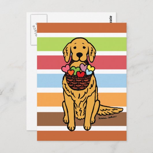 Golden Retriever Cartoon Postkarte (Vorne/Hinten)