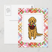 Golden Retriever Cartoon Postkarte (Vorne/Hinten)