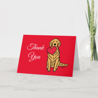 Golden Retriever Cartoon Rotes Herz Dankeskarte