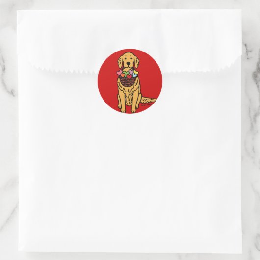 Golden Retriever Cartoon Runder Aufkleber (Tasche)