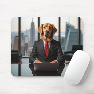 Golden Retriever CEO in einem modernen Büro Mousepad