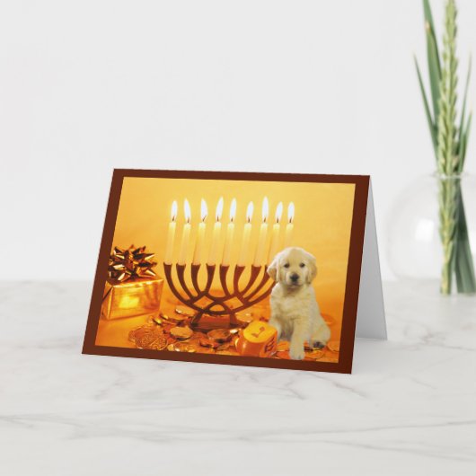 Golden retriever Chanukah Karte Menorah5 (Vorderseite)