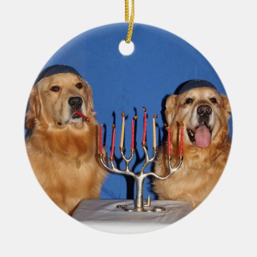 Golden retriever Chanukka Menorah Keramik Ornament (Vorne)