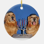 Golden retriever Chanukka Menorah Keramik Ornament (Hinten)