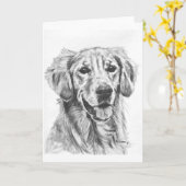 Golden Retriever Charcosketch Karte (Gelbe Blume)