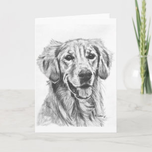 Golden Retriever Charcosketch Karte