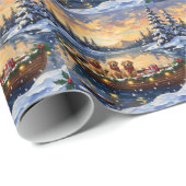 Golden Retriever Christmas Boat Holiday Geschenkpapier (Rolleneckpunkt)